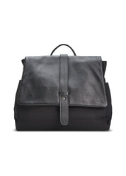 Black leather clafa canvas backpack
