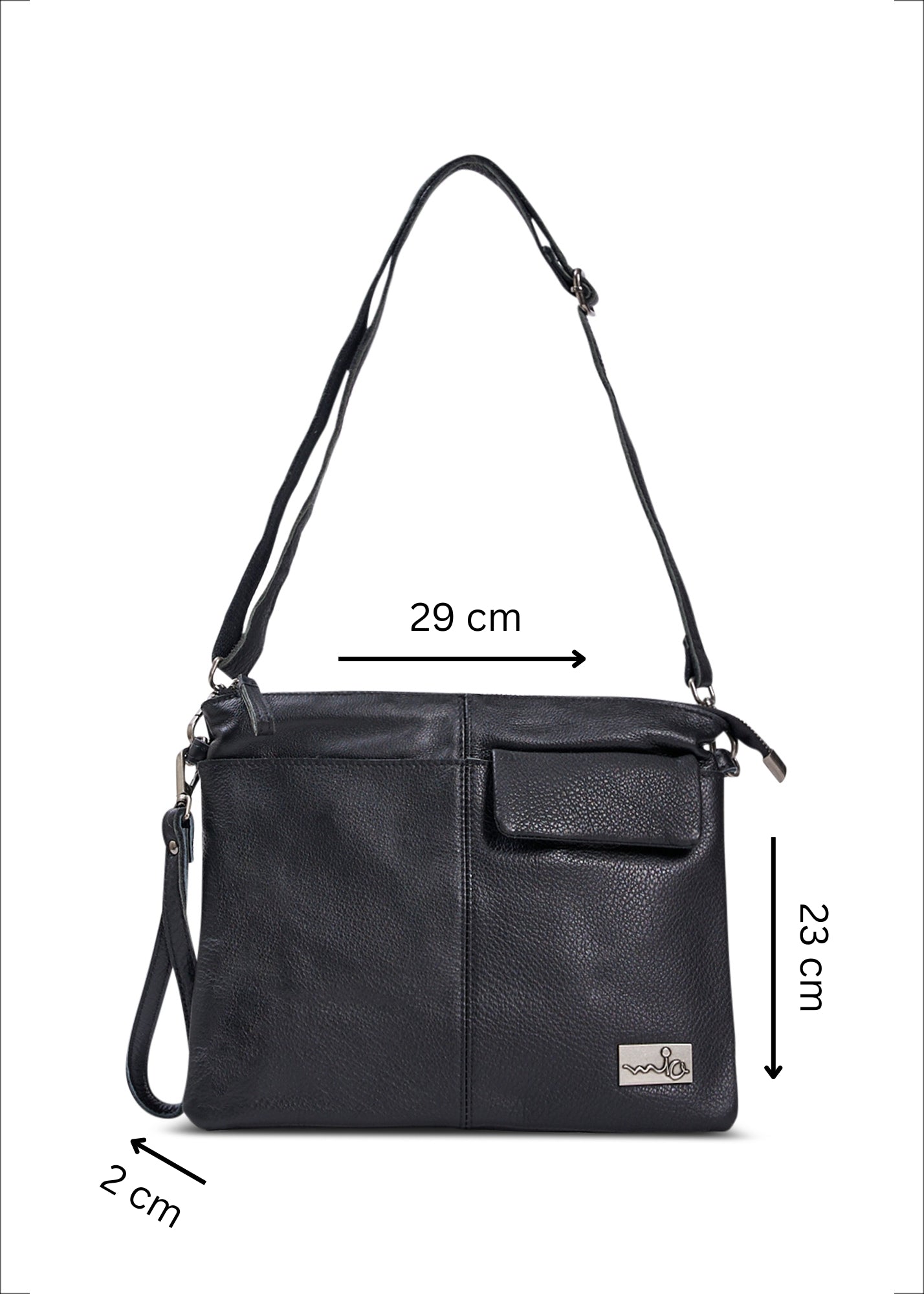 Leather evening bag with pocket and black flap