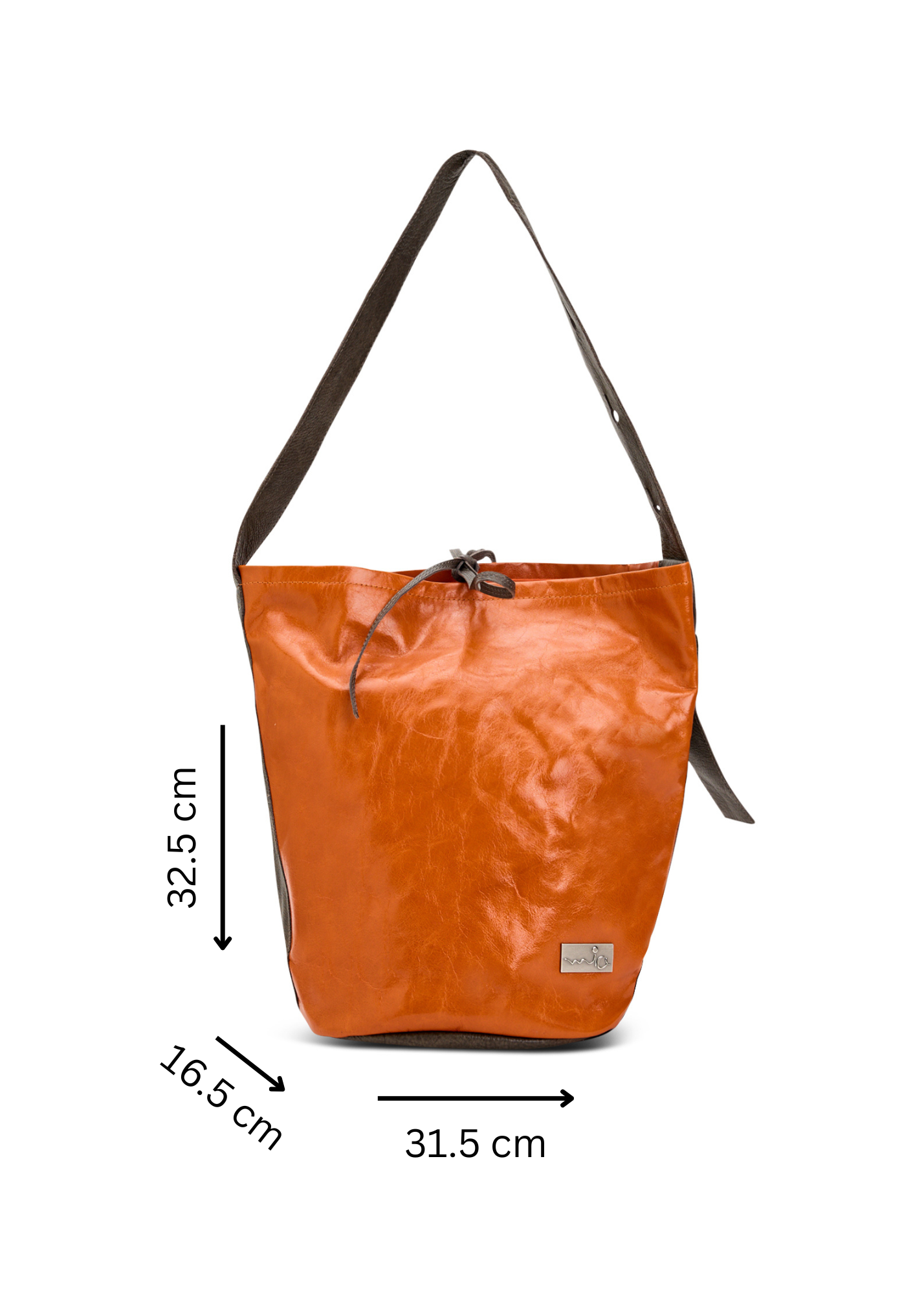 תיק באקט עור רצועה עם כפתור כתום