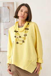 Yellow token-like beaded 3-row necklace