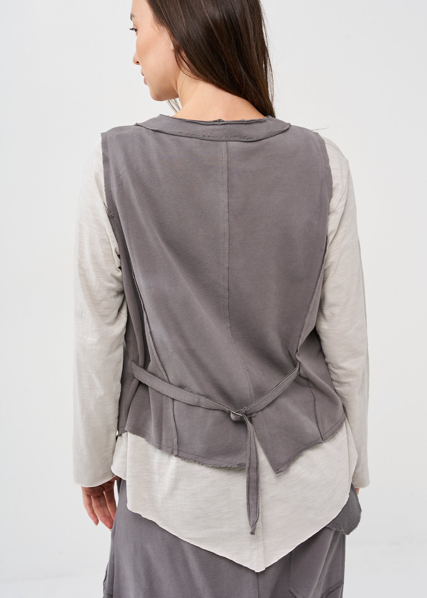 Dark gray buttoned French terry vest