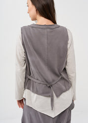 Dark gray buttoned French terry vest