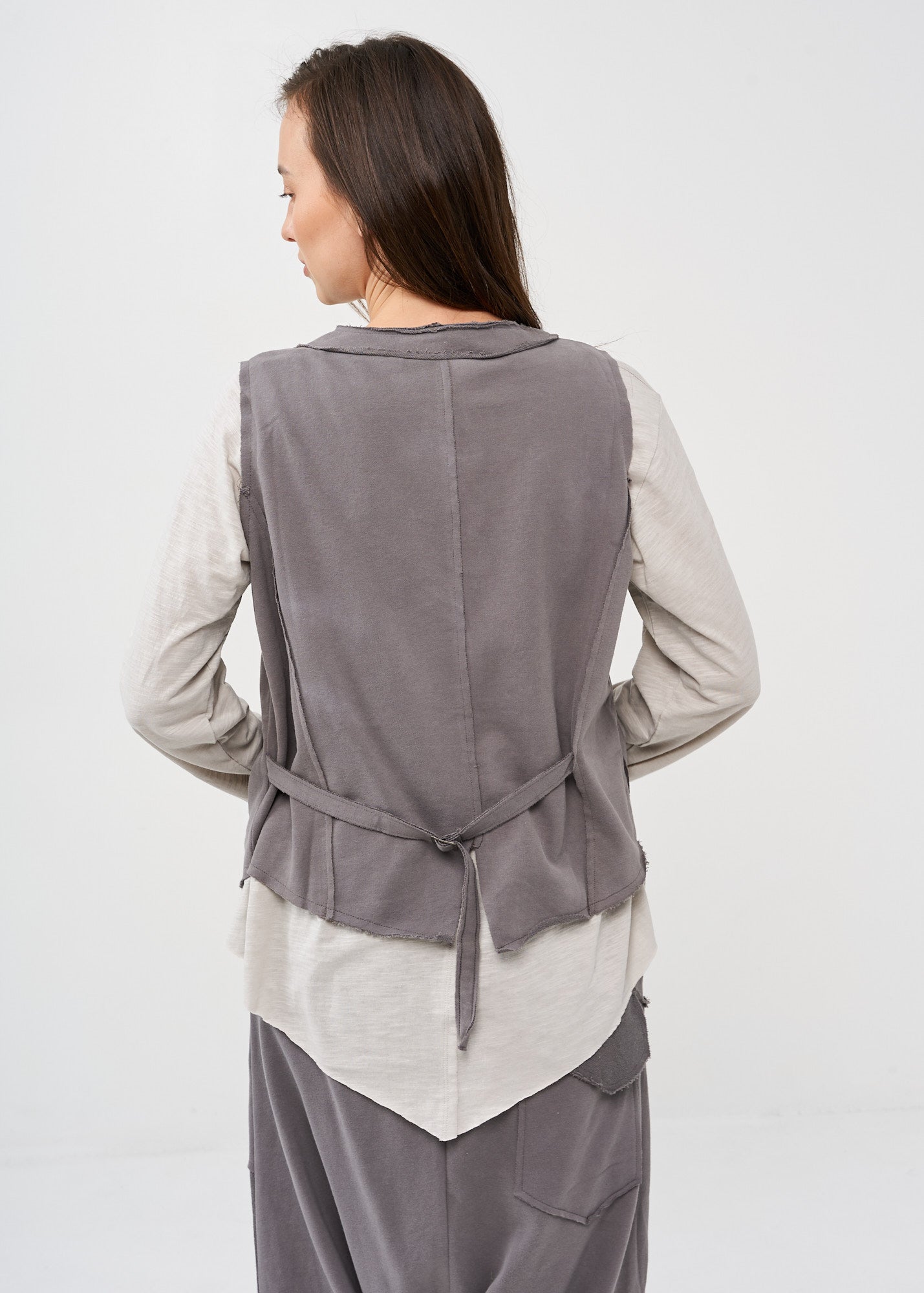Dark gray buttoned French terry vest