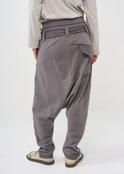 Boy French Terry Pants Double Belt Dark Grey