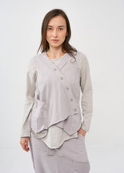 Light gray buttoned French terry vest