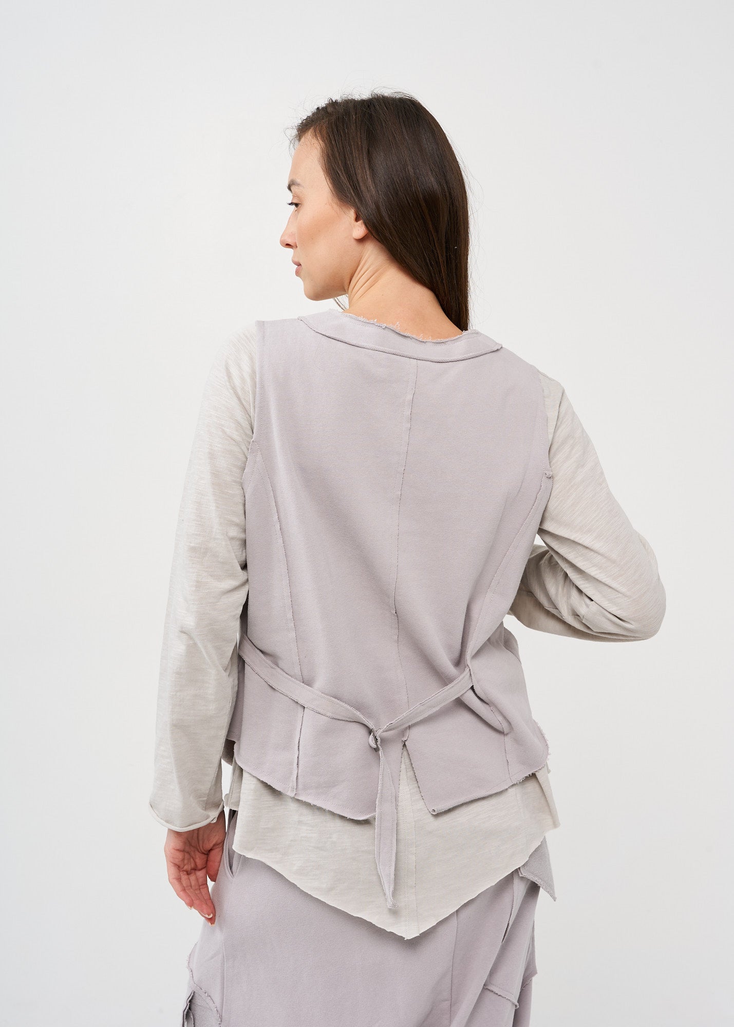 Light gray buttoned French terry vest
