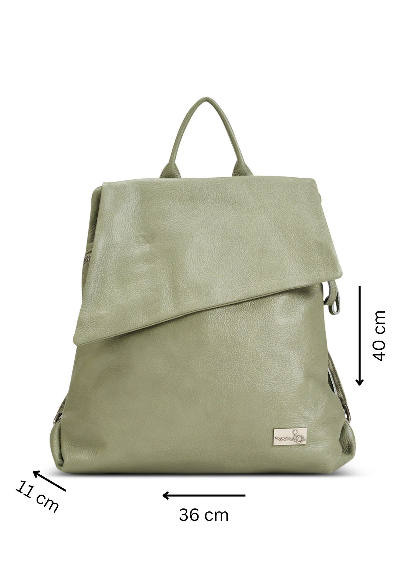 Light green diagonal leather kalapa backpack