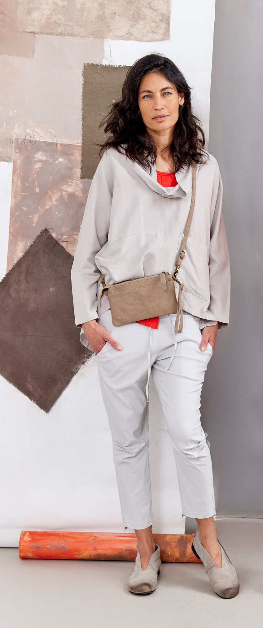 Large gray square leather wallet