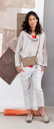 Large gray square leather wallet