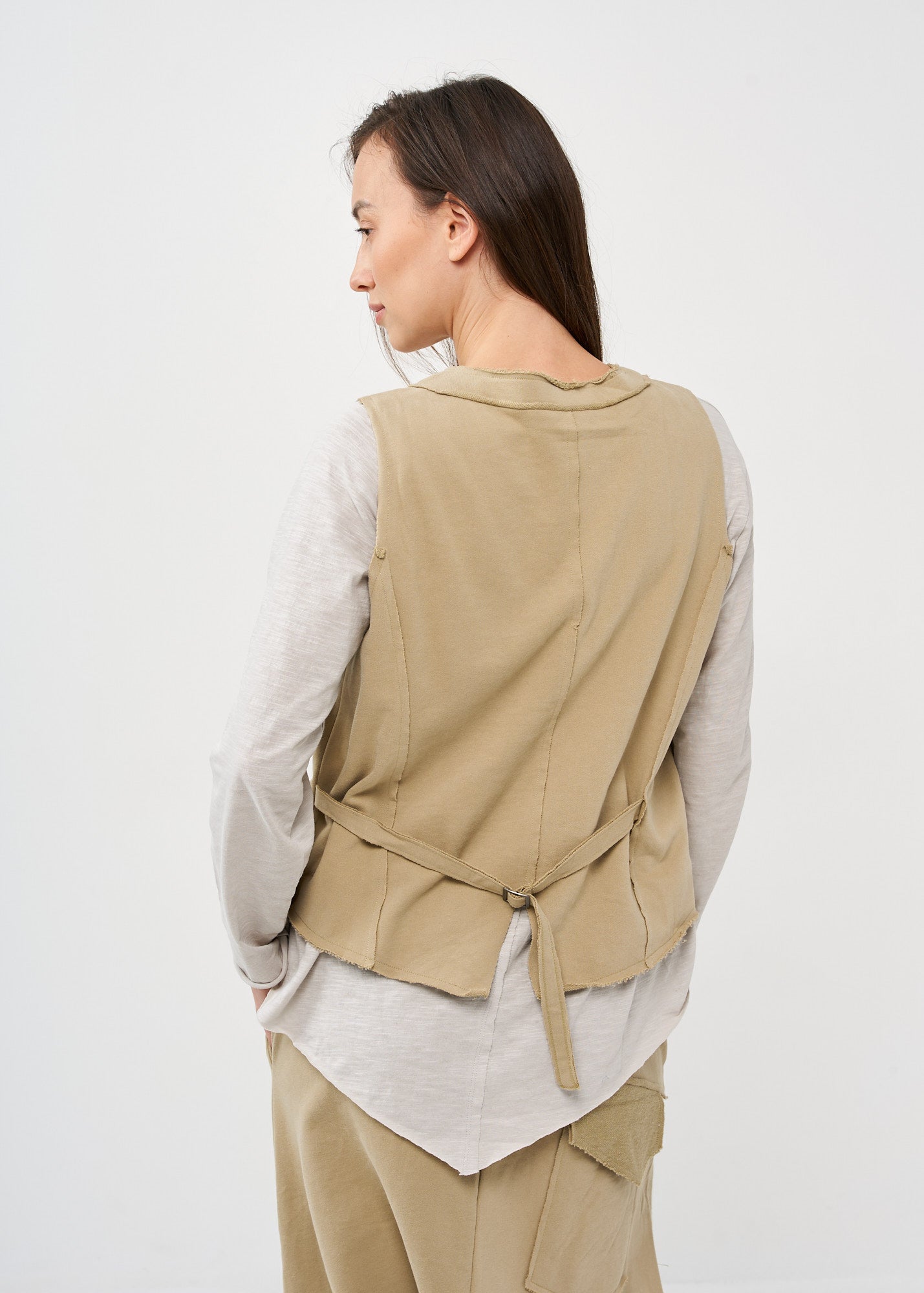 Green French terry buttoned vest