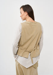 Green French terry buttoned vest
