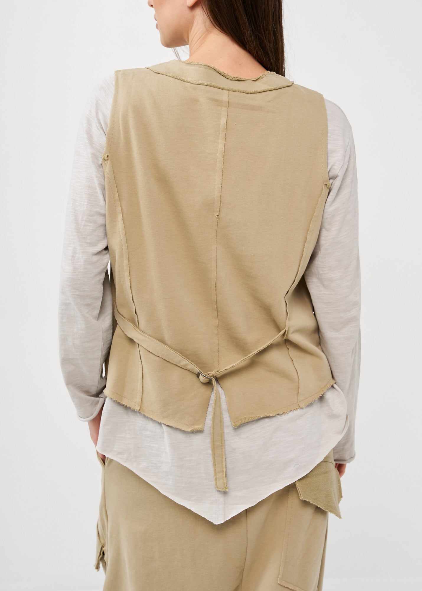 Green French terry buttoned vest