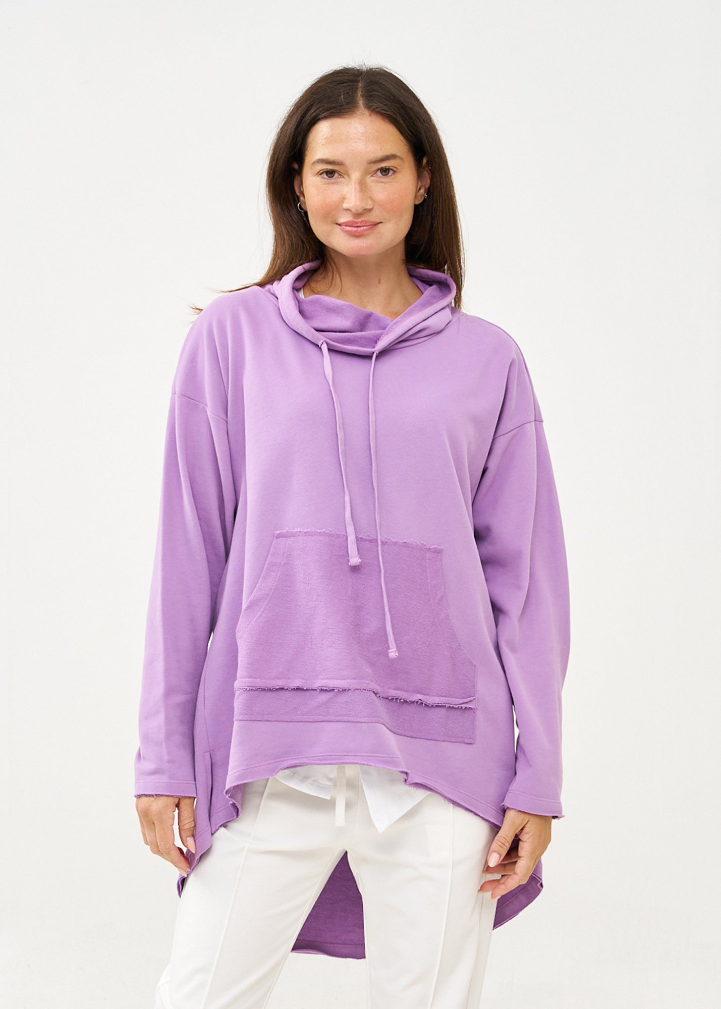 סווטשירט צווארון גולף גב ארוך סגול