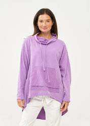 סווטשירט צווארון גולף גב ארוך סגול