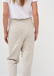 Stone Button Diagonal Belt Pants
