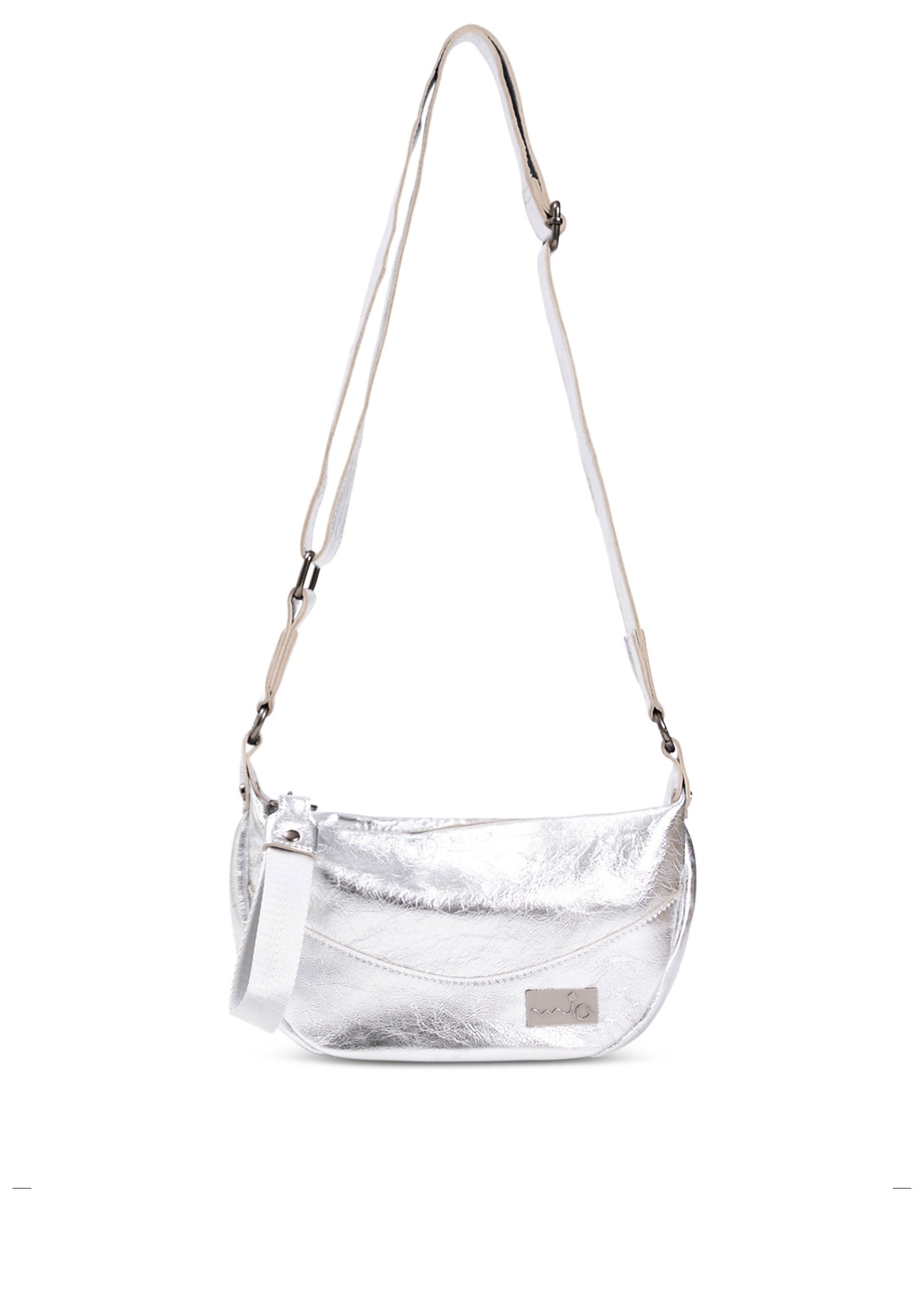 Small silver leather evening bag