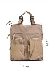Beige leather combined nylon bag