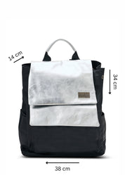 Silver leather double kalapa backpack