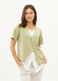 Green ribbon combination t-shirt top - 02
