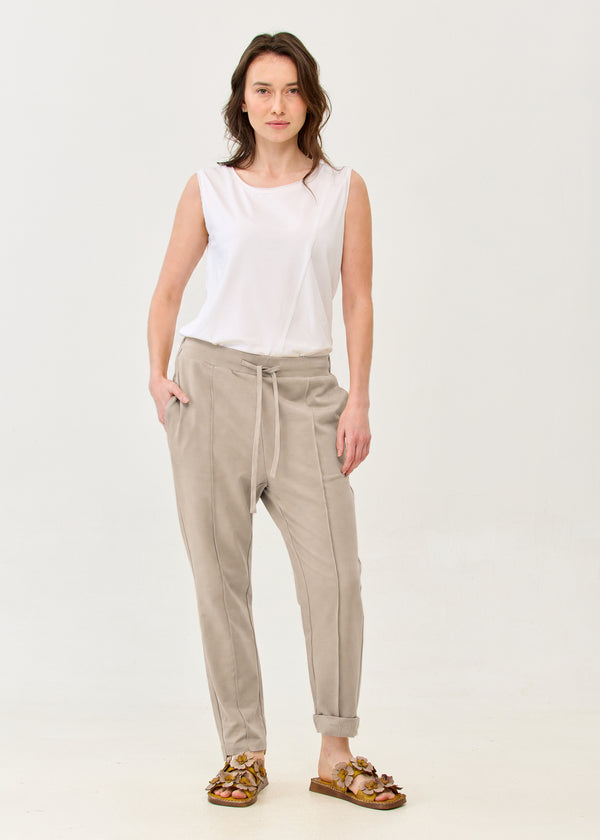 Pants seam in the middle and a brown patch