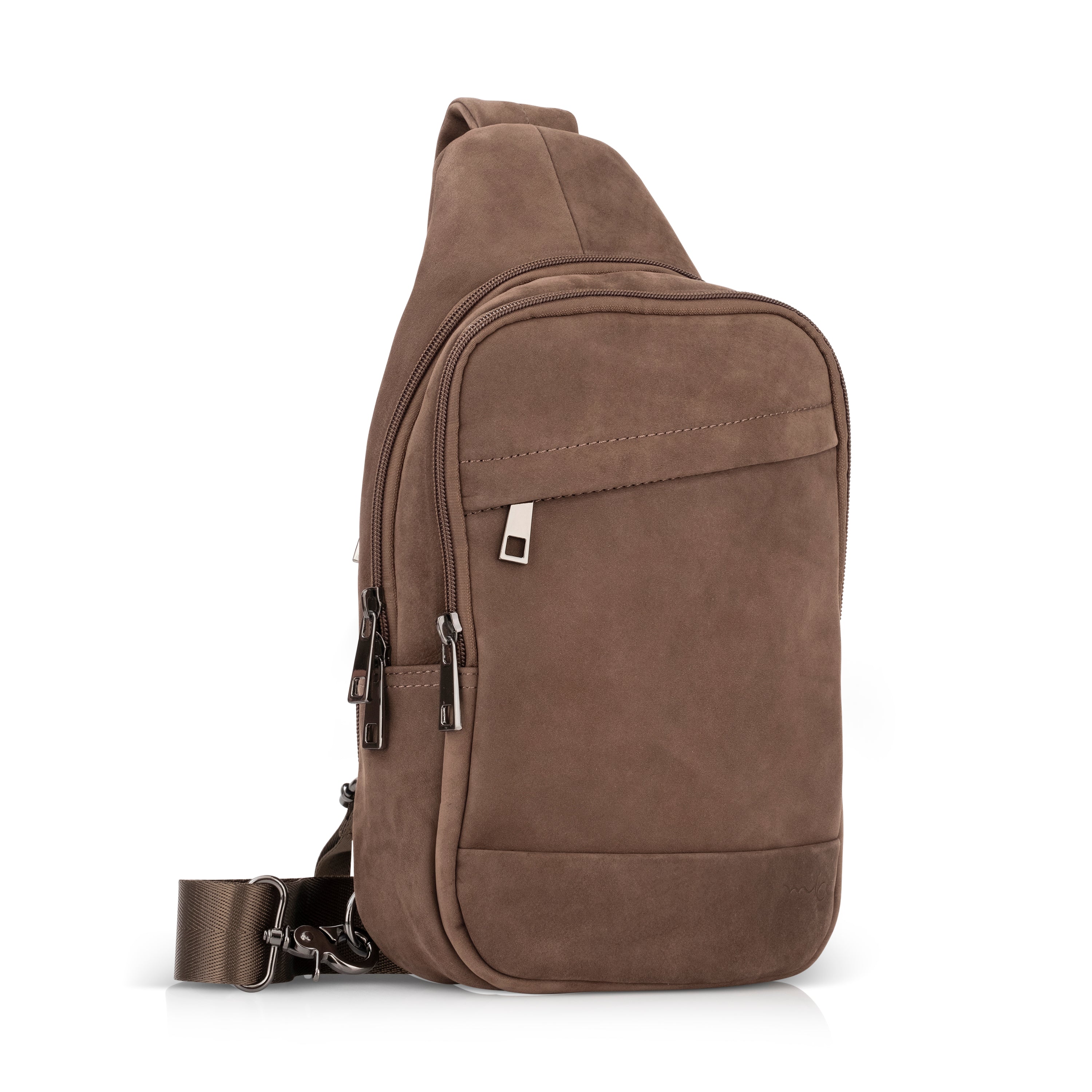 Brown diagonal back leather bag