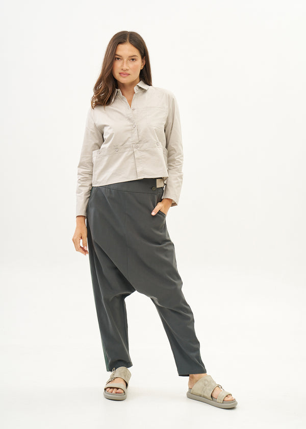 מכנסיים שני אבזמים שילוב סרט ירוק