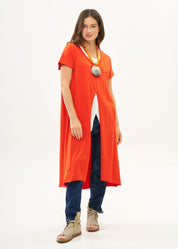 Orange mesh short sleeve tunic