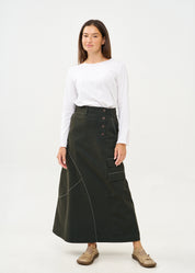 חצאית חתכים אסימטריים תיפור בולט אפור