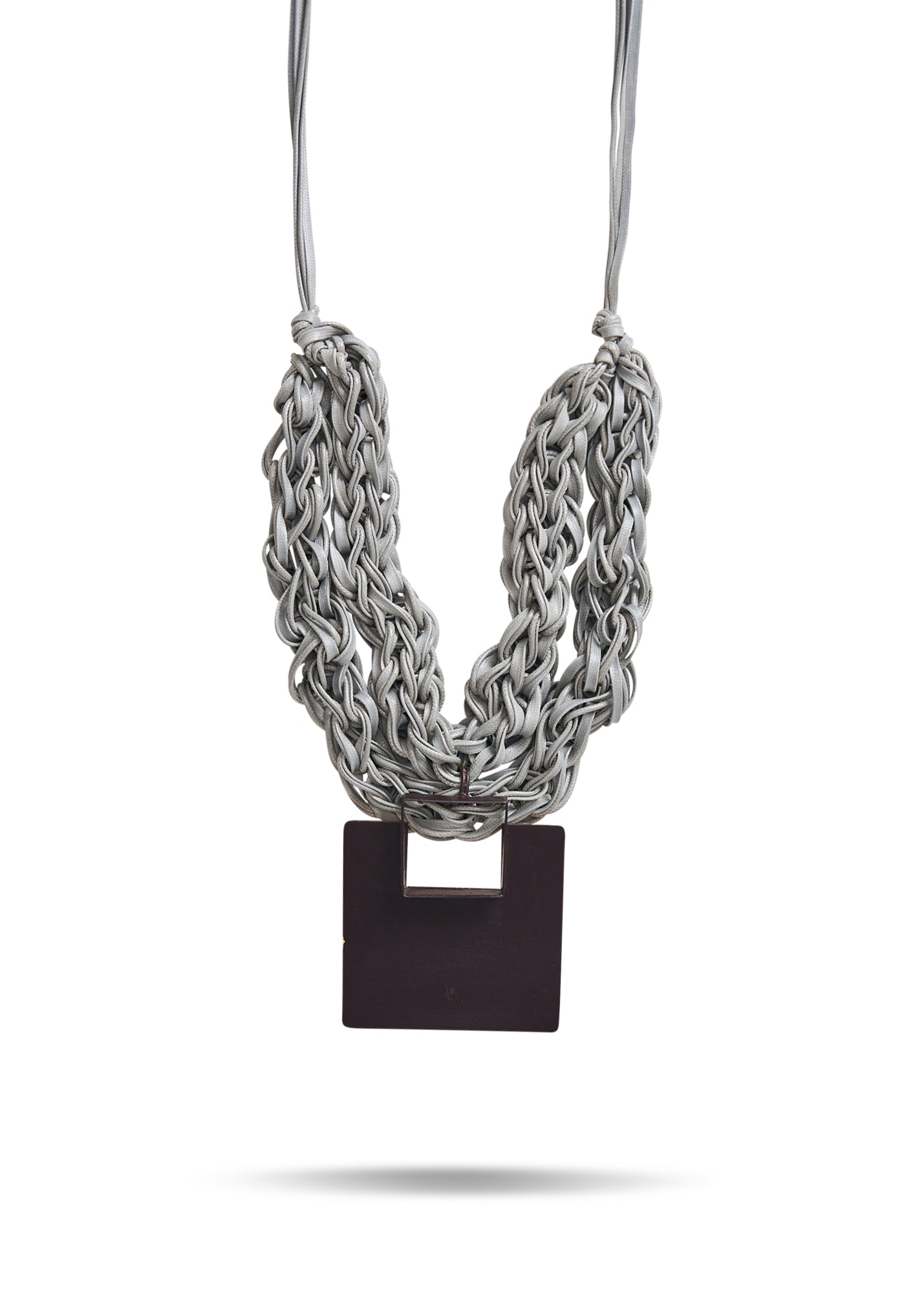 Handmade wire necklace, large purple square