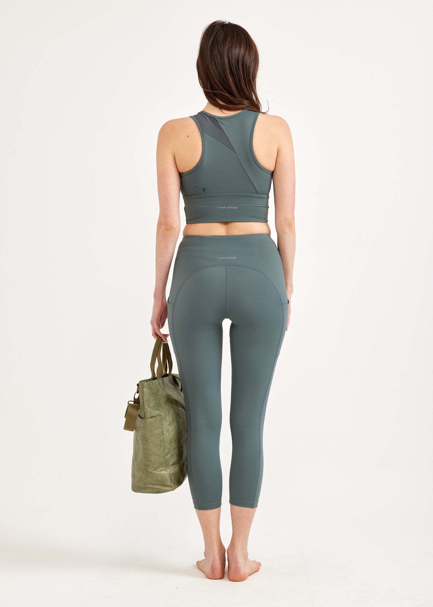Tights with two side pockets, dark green