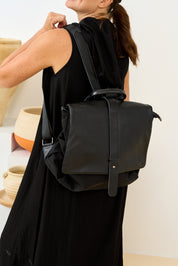 Brown Leather Clafa Canvas Backpack
