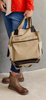 Green large front pocket canvas backpack