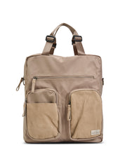 Beige leather combined nylon bag