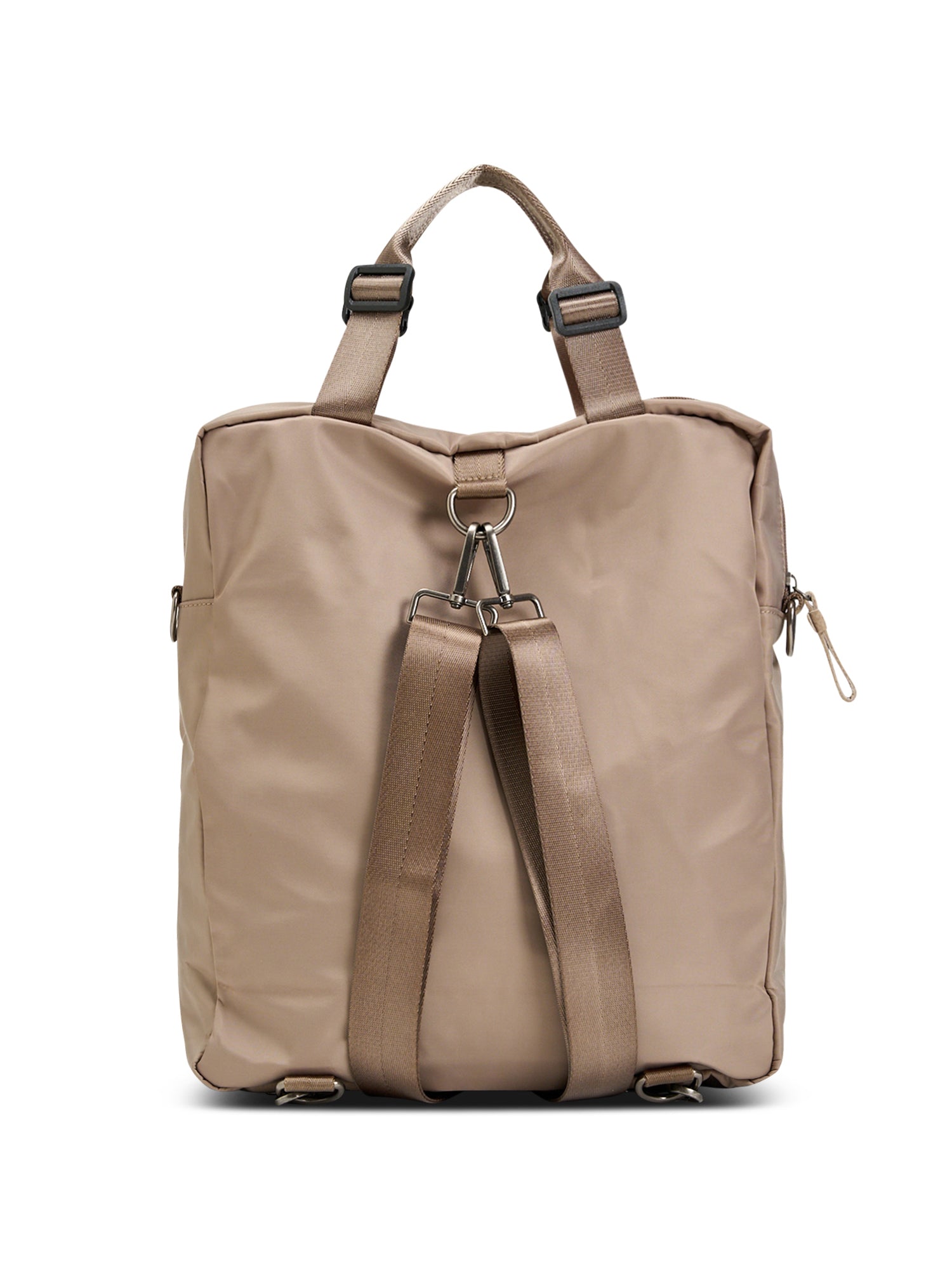 Beige leather combined nylon bag
