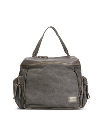 Gray canvas and leather top zip backpack - 99
