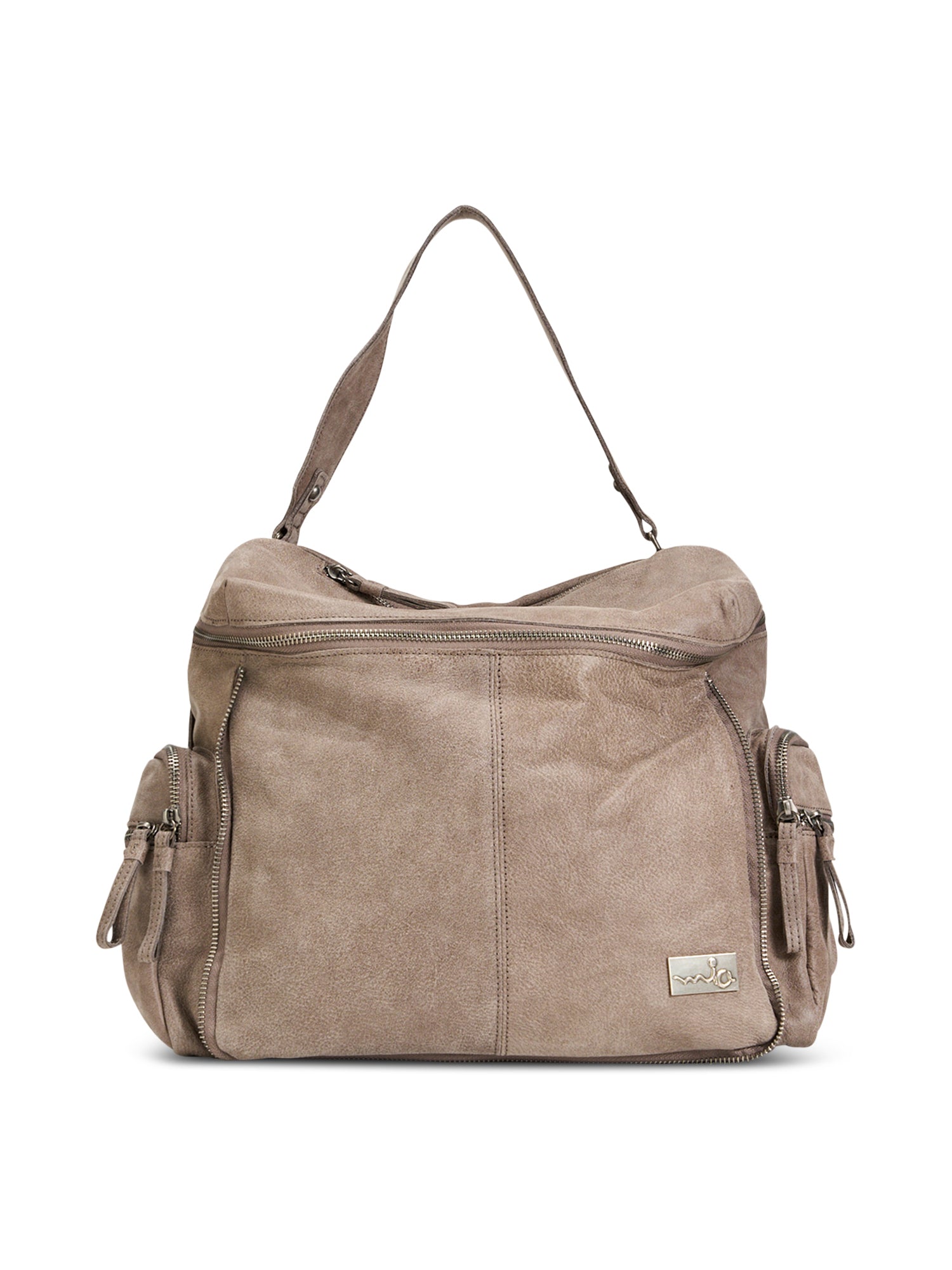 Coffee top zip leather backpack