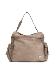 Coffee top zip leather backpack