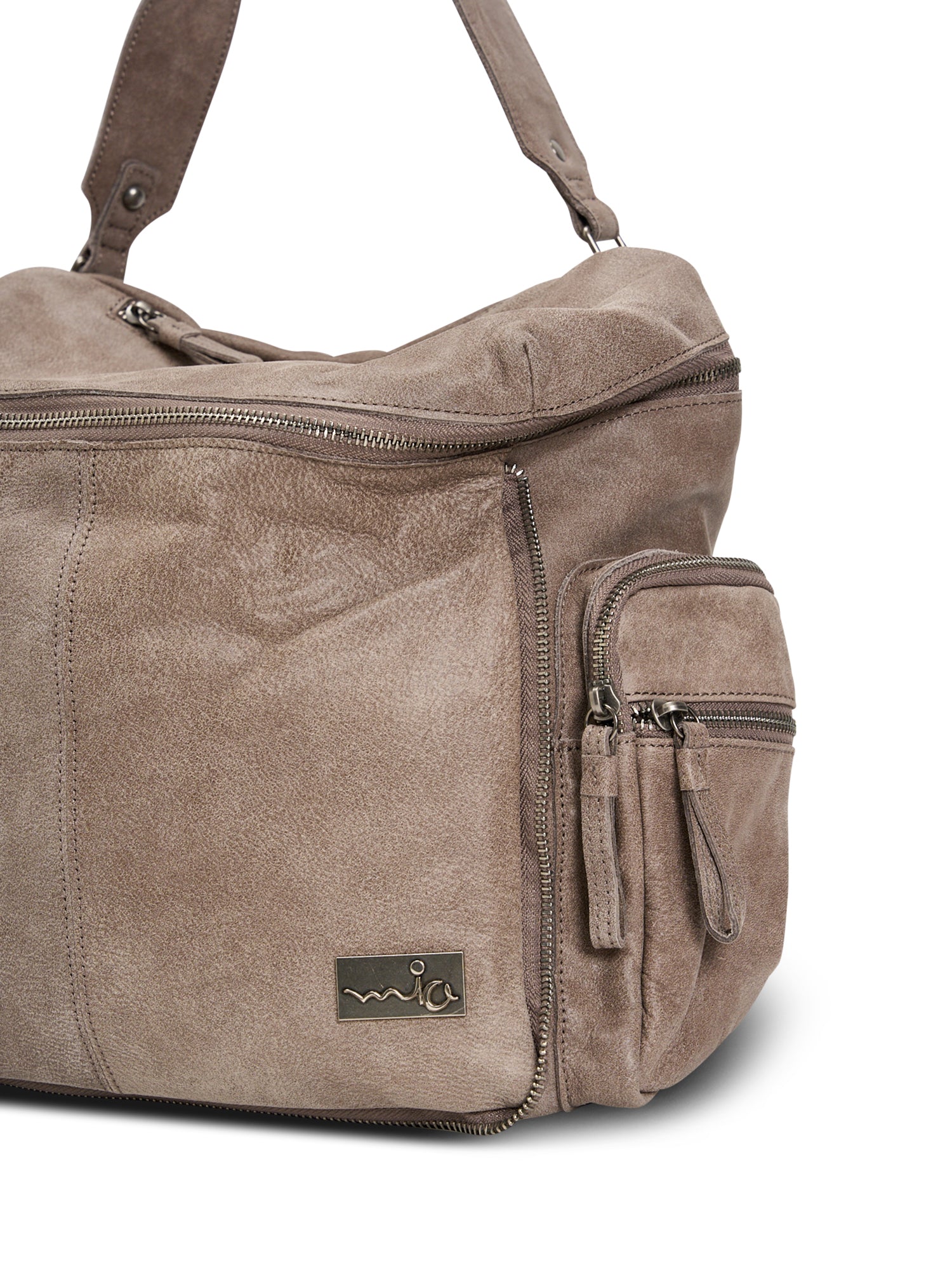 Coffee top zip leather backpack