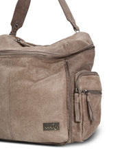 Coffee top zip leather backpack