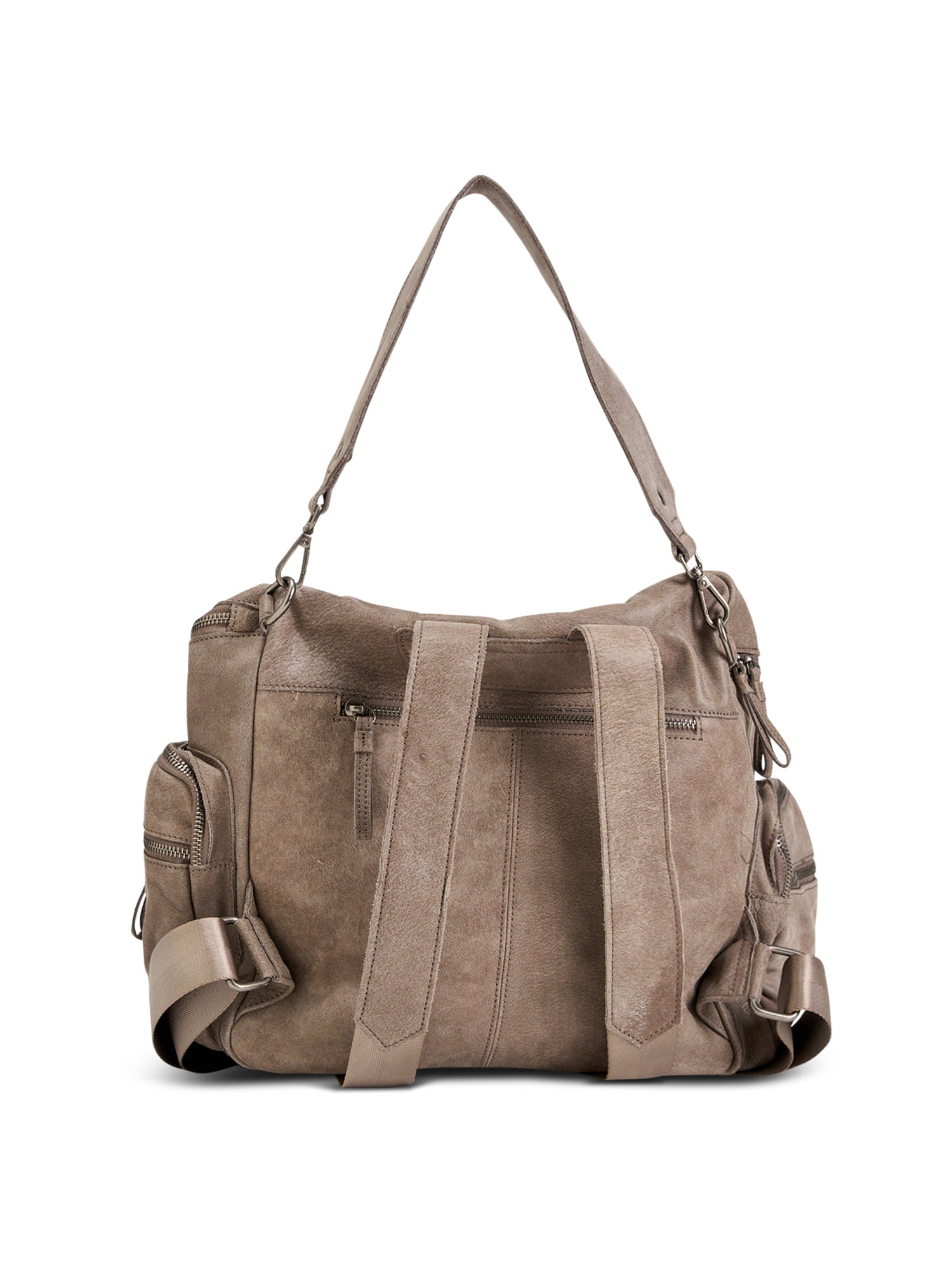 Coffee top zip leather backpack
