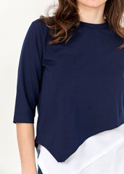 Dark blue asymmetric short shirt