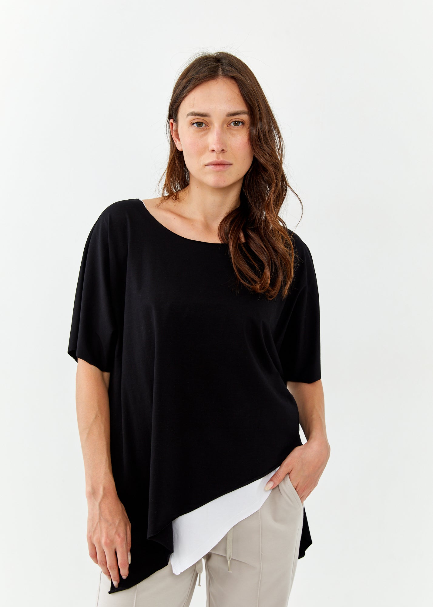 Black short sleeve oversized bat shirt