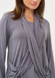 חולצה שרוול ארוך עם צעיף אפור כהה