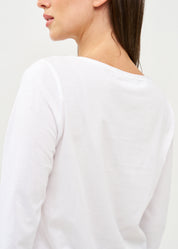 חולצה עם שילוב רשת שרוול ארוך לבן