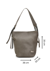 תיק עור וקנבס באקט רצועה מתכווננת אפור