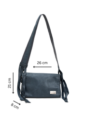 תיק עור מלבני רצועת מתכווננת כחול