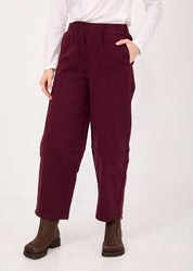 Pants with knee seam and purple elastic