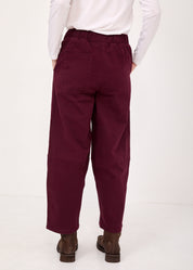 Pants with knee seam and purple elastic