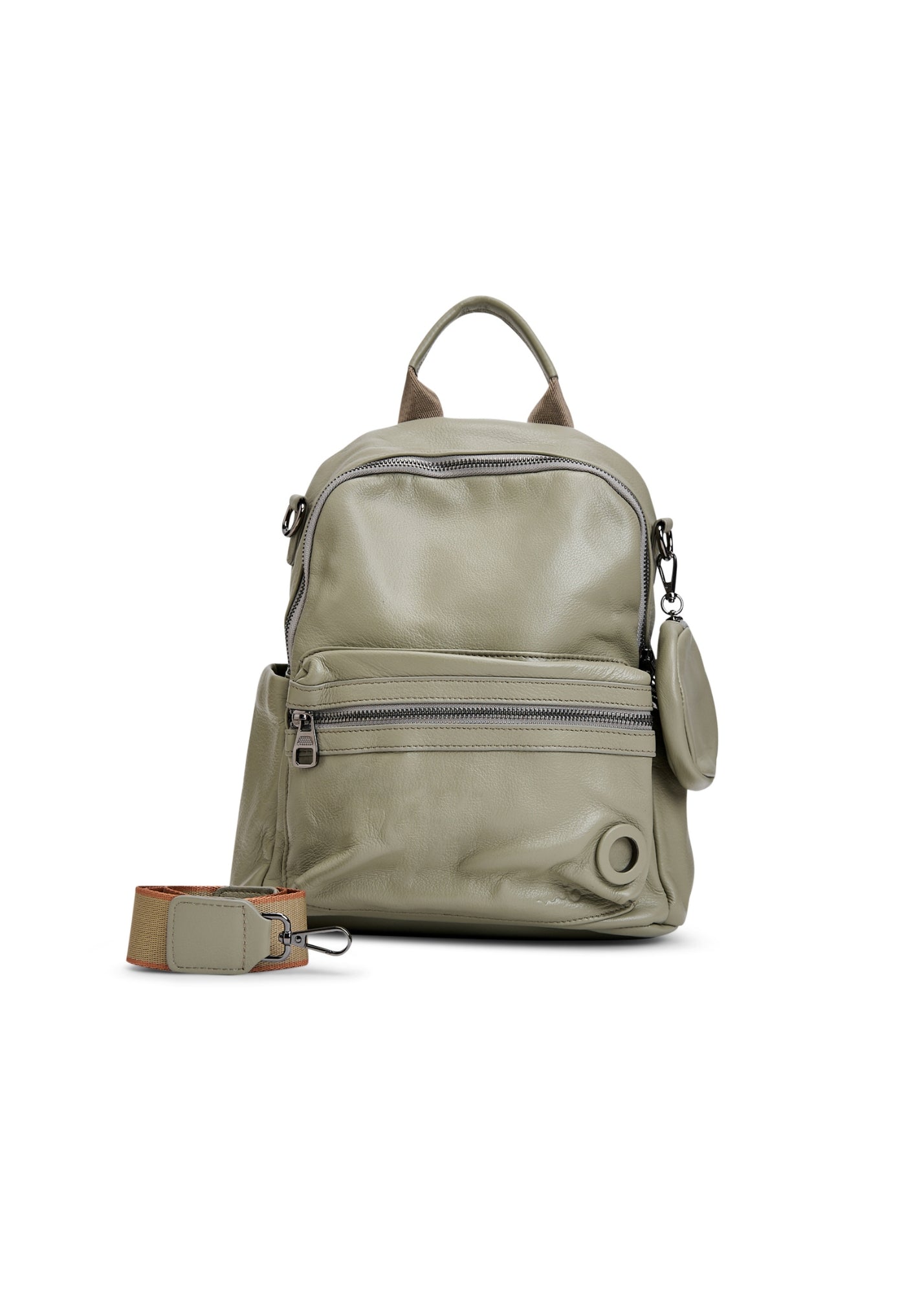 Ibaka back leather bag with green pocket