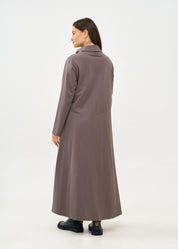שמלה שרוול ארוך גולף ורוכסן אפור כהה